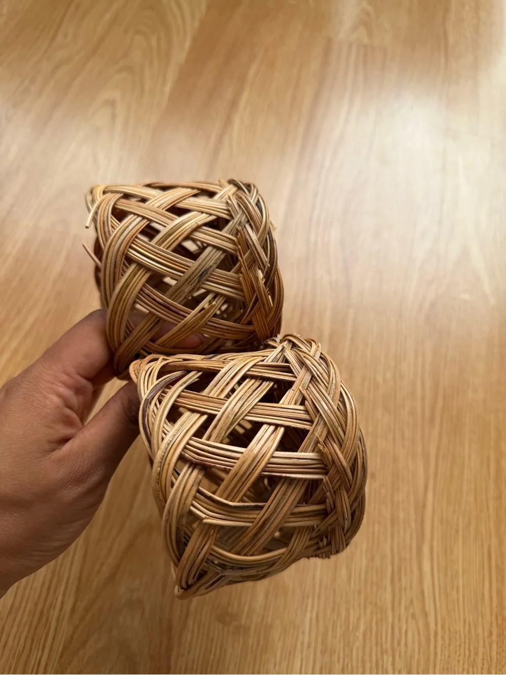 Handwoven Natural Rattan Decorative Baskets - Set of 2